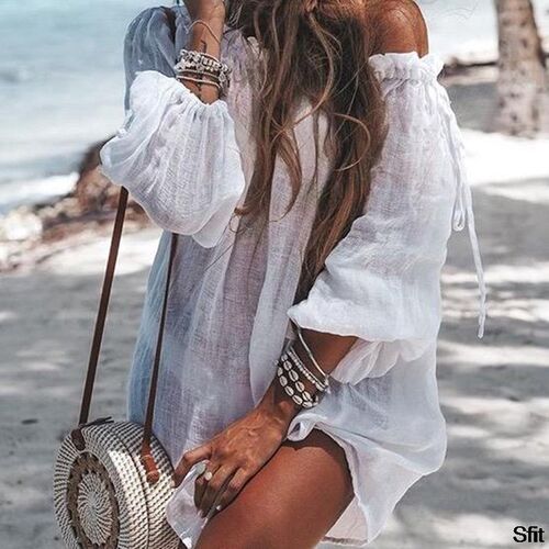 Chiffon Beach Dress Cover Up 2021 New Long Sleeve Beachwear