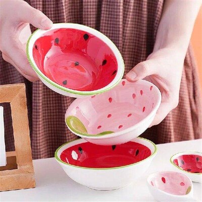 Cartoon Porcelain Watermelon Strawberry Design Rice Bowl