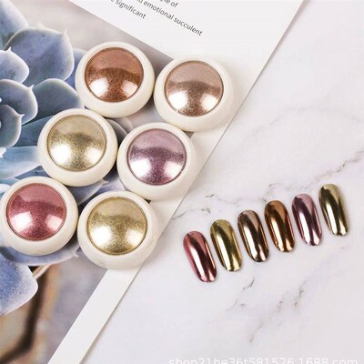 6Pcs Chrome Nail Powder Metallic Mirror Glitter Effect Holog