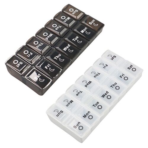 1/2 pack 7 days weekly pill case 28/14 grids medicine tablte