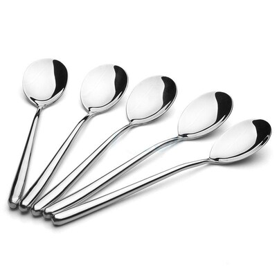 2-10pcs 8.7 Korean  Tablespoon Round Dinner Spoons Long Ho