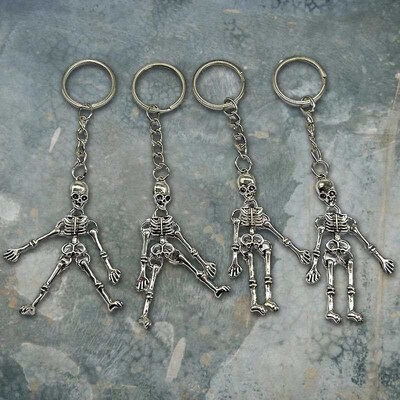 Skull Keychain Punk Multi-jointed Skeleton Keyring Car