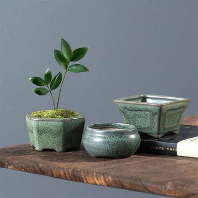 Coarse Pottery Glazed Succulent Plant Pot Flowerpot