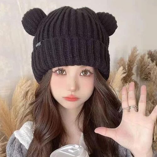Unisex Winter Autumn Cute Cartoon Bear Ears Double Needle Cr