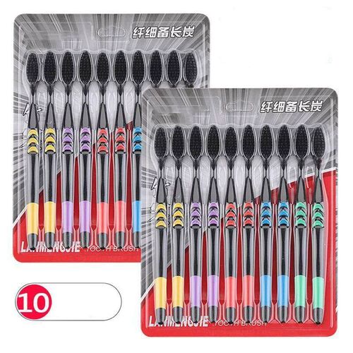 10 Pieces Packed Soft Bristle Bamboo Charcoal Black Hair Ult