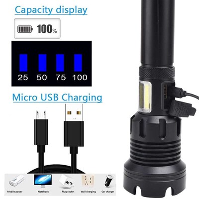 New XHP90 + COB red white light flashlight retractable focus