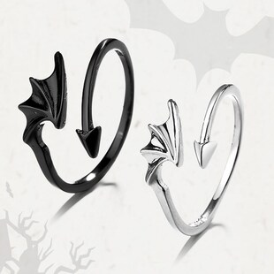 New Gothic Punk Couple Rings Angel Demon Paired Open Ring Se
