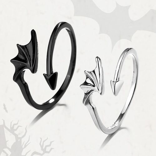 New Gothic Punk Couple Rings Angel Demon Paired Open Ring Se