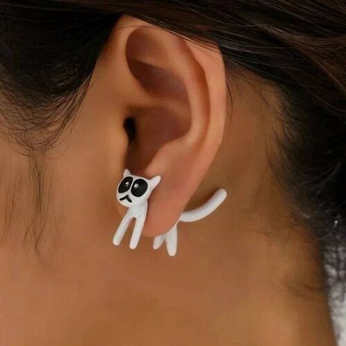 Cute Cartoon Animal Kitten Stud Earring For Women Drip Oil B