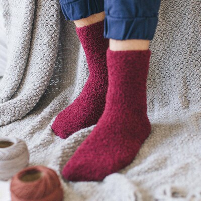 Mens Winter Socks Warm Fluffy Thick Soft Elastic Coral Velv