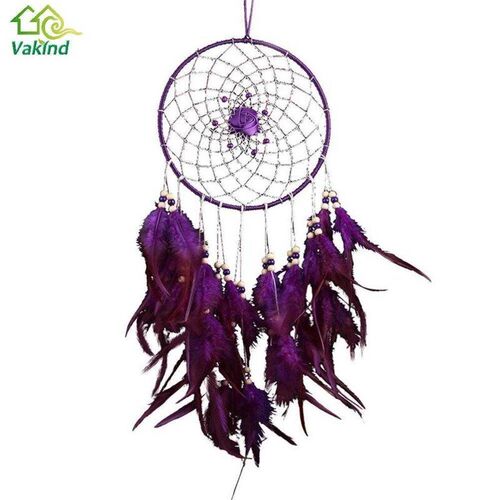 Purple Handmade Dreamcatcher Rose Dream Catcher Feather Bead