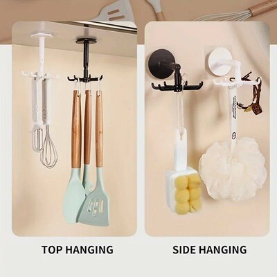 2 Kitchen Storage Swivel Hooks Self-Adhesive Non-Tracking Ho
