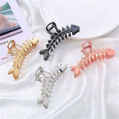 Large Metal Hair Claw Clip Fish Bone Irregular Hairpins