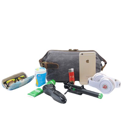 Mens Hand-grabbing Bag Oil Wax  Toilet Bag Retro Clutch Top