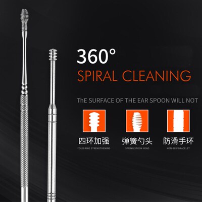 7 Pcs/set Ear Wax Pickers Stainless Steel Earpick Wax Remove