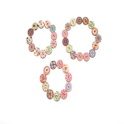 19 new pattern plain pattern wooden round button blue cloth