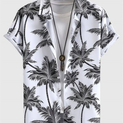 ZAFUL Hawaiian Shirts for Men Tropical Coconut ree Print Sho