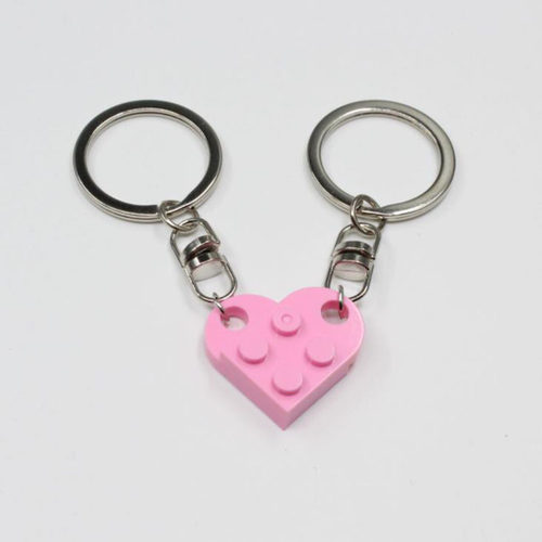 2Pcs Cute Love Heart Brick Keychain for Couples Friendship W