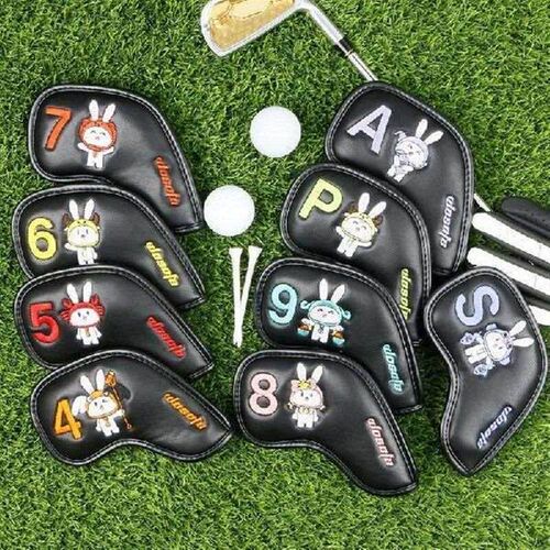 9pcs Waterproof Golf Driver Headcover PU Leather Embroidery
