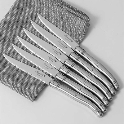 Laguiole Steak Knife set Stainless Steel Dinner Knives Silve
