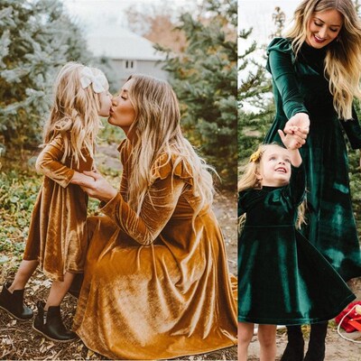 Autumn Mother Daughter Dress Full Sleeve Mommy and Me Dresse