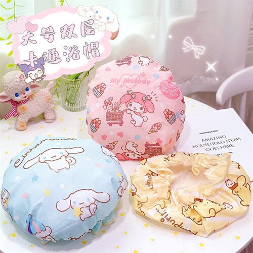 New cartoon double-layer thickened large adult shower cap wa