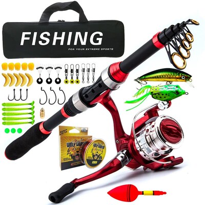 Fishing Pole Set Full Kits With Telescopic Fishing Rod And S