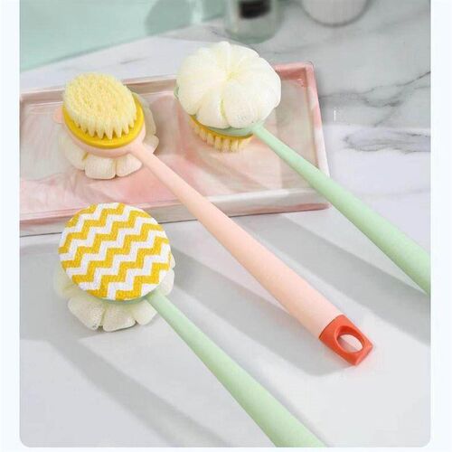 Dual-sided long-handled bath brush, perfect for scrubbing yo