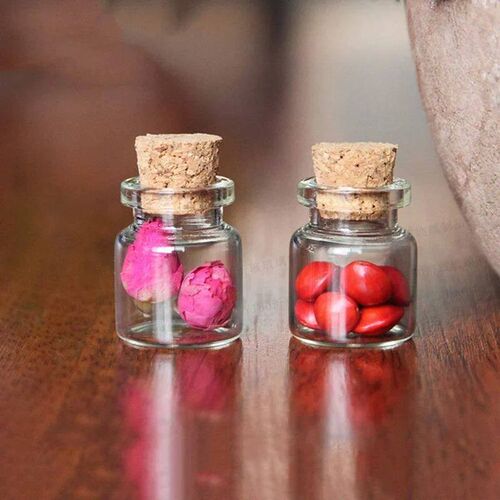 Mini Clear Glass Bottles with Clear Cork Stopper Message Bot