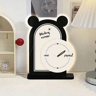 座钟 饰摆件桌面时钟家用静音台式 米奇创意钟表摆放式 客厅电视柜装