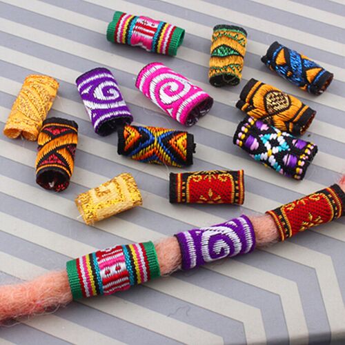 10Pcs/Lot Hiphop Embroidery Fabric Hair Braid Dread Dreadloc