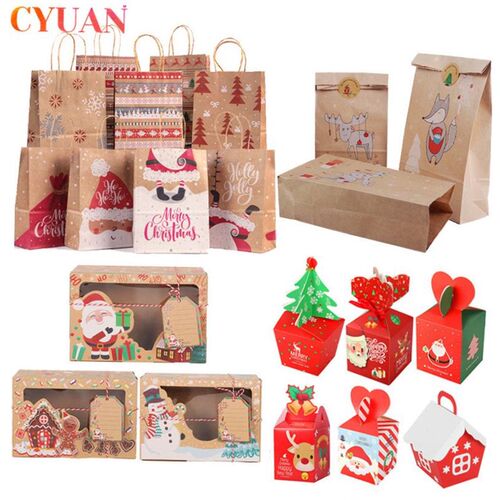 Merry Christmas Gift Bags Xmas Tree Plastic Packing Bag Snow