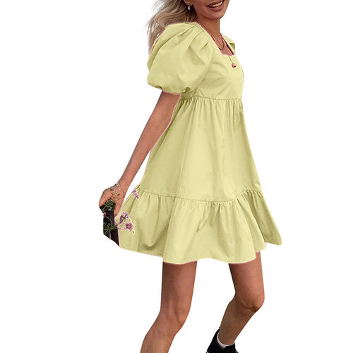 Womens Off Shoulder Flounce Puffy Sleeve High Waist