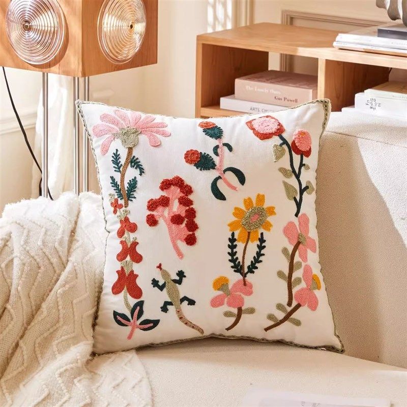 法式重工绣花抱枕靠垫沙发腰靠垫卧室床头靠枕靠背不含芯,居家布艺,抱枕被,淘宝优惠券,粉丝福利购,淘宝优惠卷
