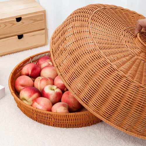 防尘餐桌饭菜罩 塑料编方形食物罩防蝇罩 酒店点心盘带盖子早餐罩