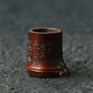 精品纯手工雕刻天然十几年老竹节盖置竹雕刻字茶壶盖小搁置小摆件