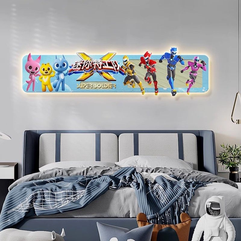 迷你特工队儿童房装饰画创意男孩房间挂画卡通发光卧室床头壁灯画,家居饰品,现代装饰画,淘宝优惠券,粉丝福利购,淘宝优惠卷