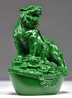 绿色木质虎摆件实木雕刻老虎十二生肖动物家居办公摆设送礼工艺品