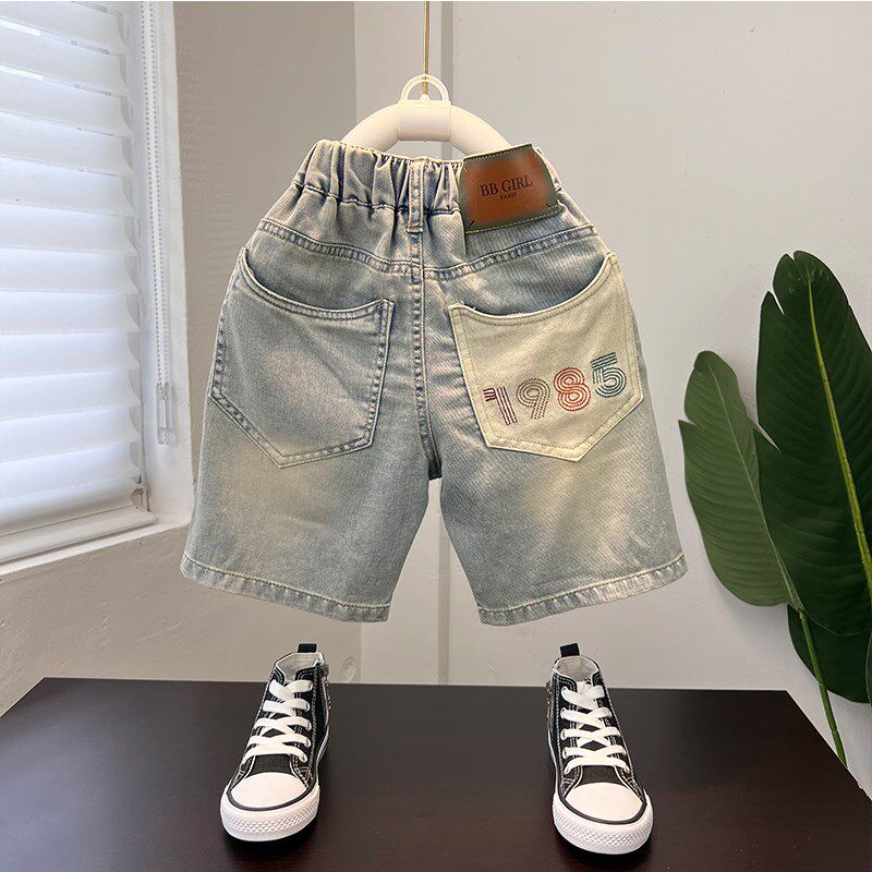 男童夏款裤子儿童夏季薄款牛仔短裤复古做旧洋气男孩休闲裤外穿