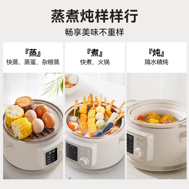 多利科电蒸锅多功能小型家用蒸煮炖多功能一体锅不锈钢锅1-2人食