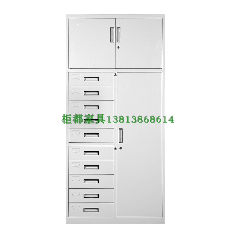 福宝柜都钢制24斗文件柜铁皮柜财务柜三门十斗多斗柜票据柜抽屉