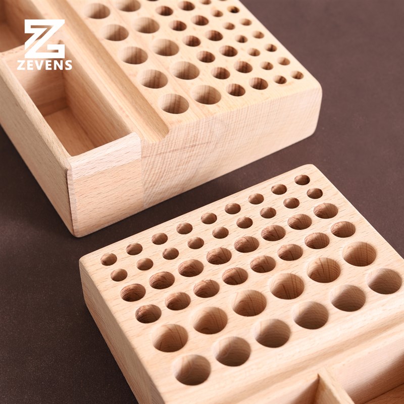 皮革工具架 升级款带方槽 榉木材质 工具整理盒 DIY钱包制作工具