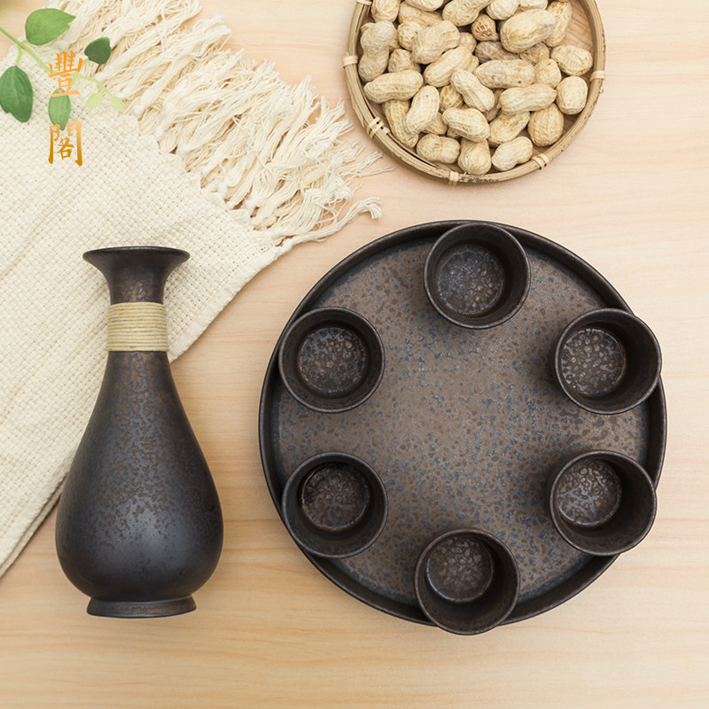 陶瓷酒具套装日式黄酒暖热烫酒壶白酒杯家用蜡烛加热温酒器小酒盅