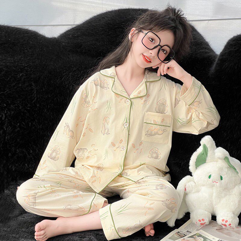 一米四五小个子春秋睡衣女纯棉小码xs家居服春季全棉两件套150cm