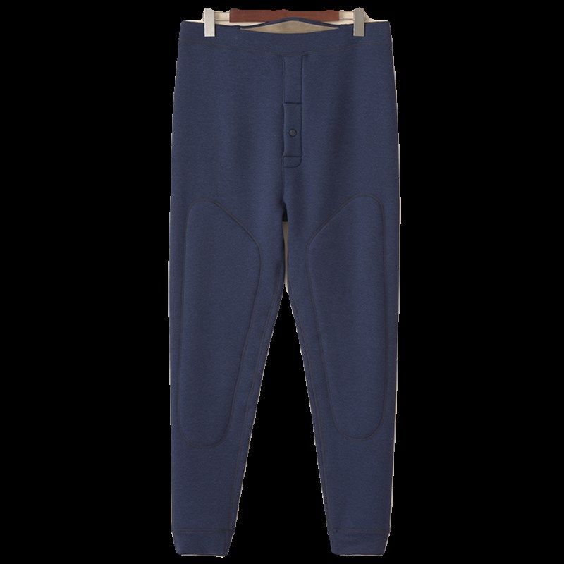 冬大码男士宽松阳离子保暖裤高腰羊毛护膝贴片加绒加厚一体绒棉裤