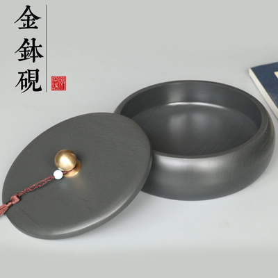 天然原石金钵砚台大容量大砚池大墨海密封性好手工制作歙砚初学书