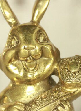 铜兔摆件纯铜兔子摆设金属十二生肖工艺品客厅装饰品中式礼品