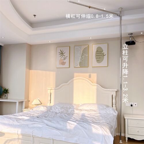 单独不锈钢吊顶蚊帐支架天地杆加粗加厚免安装圆顶家用卧室落地