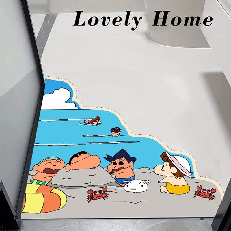 卫生间吸水浴室垫淋浴间门口地垫卡通小新防滑耐脏速干硅藻泥软垫,居家布艺,家用脚垫,淘宝优惠券,粉丝福利购,淘宝优惠卷