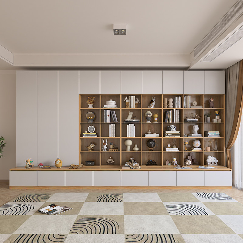 去客厅化书房书柜整墙一体到顶书橱实木六门定制置物柜现代背景墙,住宅家具,组合书柜,淘宝优惠券,粉丝福利购,淘宝优惠卷